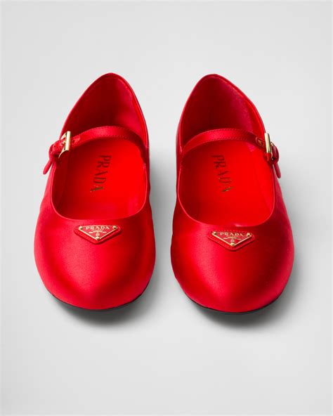 Fiery Red Satin Ballerinas 